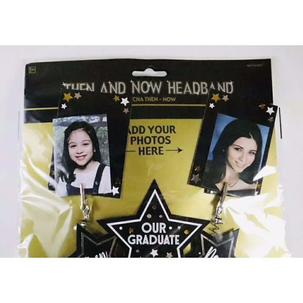 Graduation Then and Now Headband Customizable Celebrate Photo Prop Party Memory
